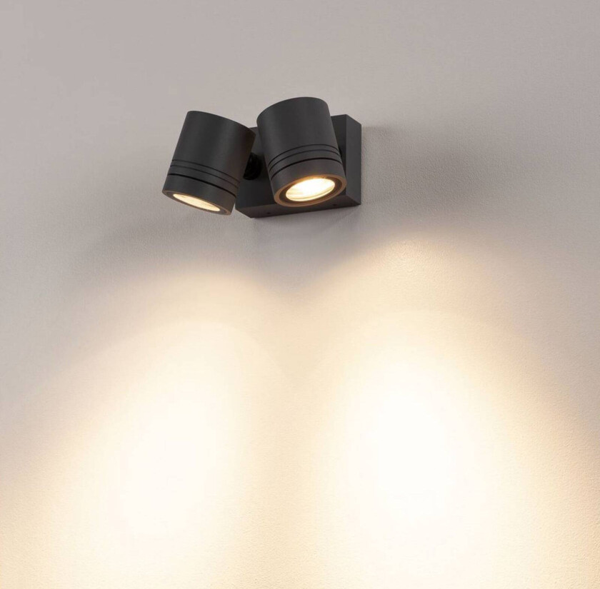 Myra utendørs vegglampe, 2 lys, antrasitt