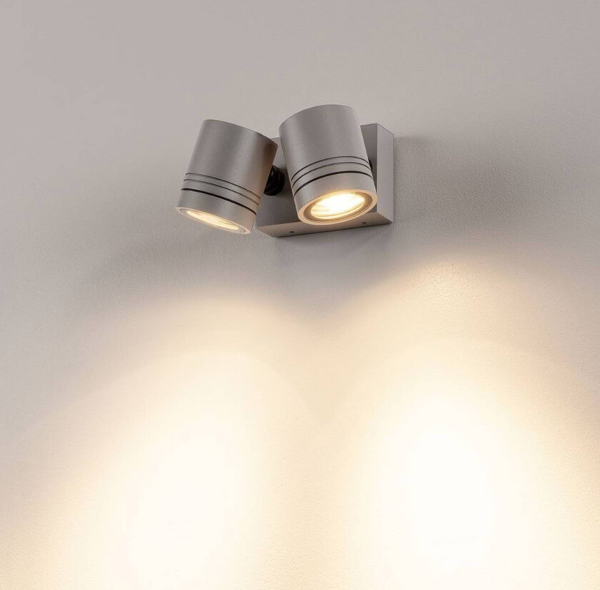 Myra utendørs vegglampe, 2 lys, grå