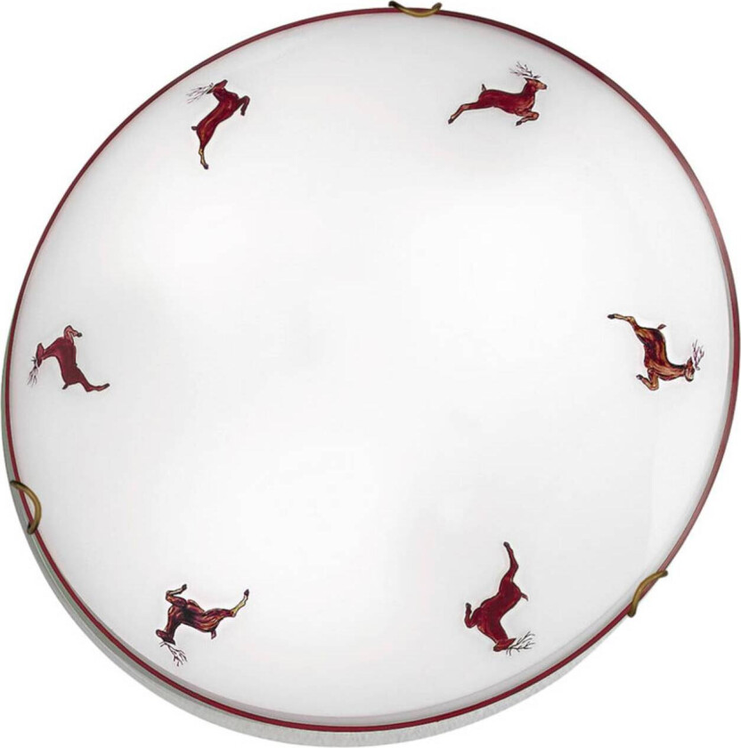 Taklampe Nonna Hjort, hvit-rød, Ø 40 cm