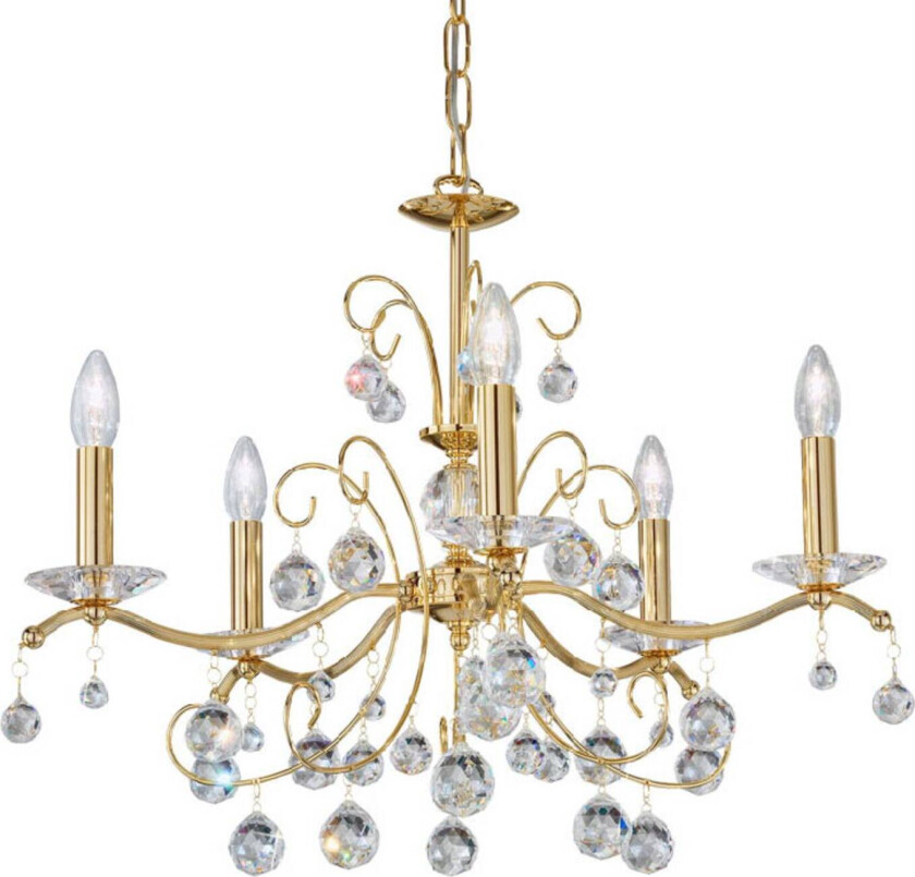 Austrolux lysekrone Carmen II, glass, gullbelagt, 65 cm