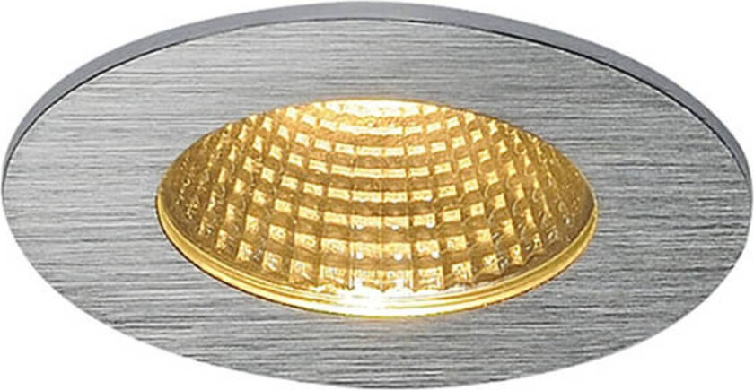 Patta-I LED innfelt belysning, rund, børstet aluminium