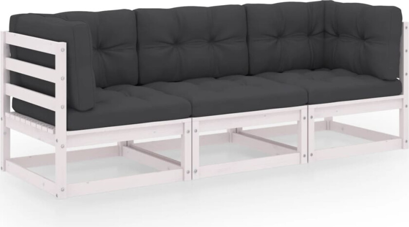 Hagesofa med puter 3-seters heltre furu