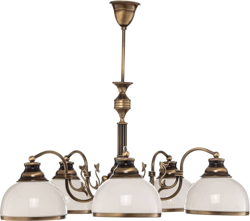 Hengelampe Petro med glasskjermer, 5 lyskilder