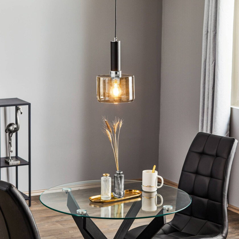 Hengelampe Viva, røyk/svart/krom, 1 lyskilde