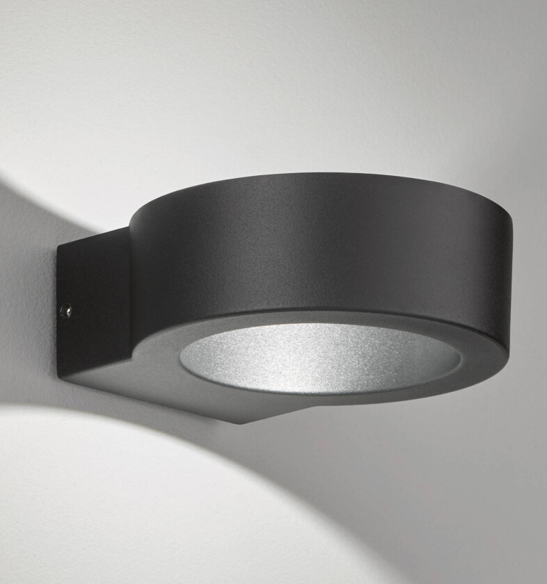 Torres utendørs LED-vegglampe, rund, svart