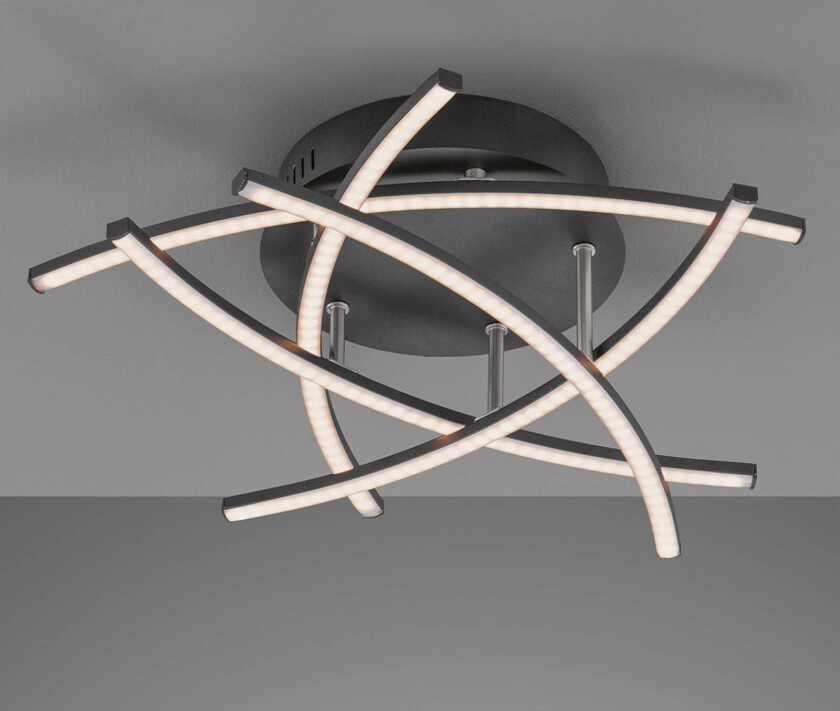 LED-taklampe Cross, Tunable White, 5-lk, svart