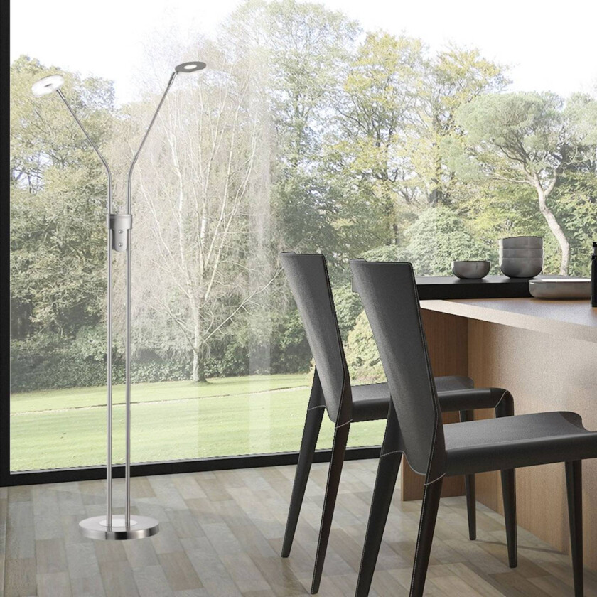 LED-gulvlampe Dent, CCT, to lamper, nikkel