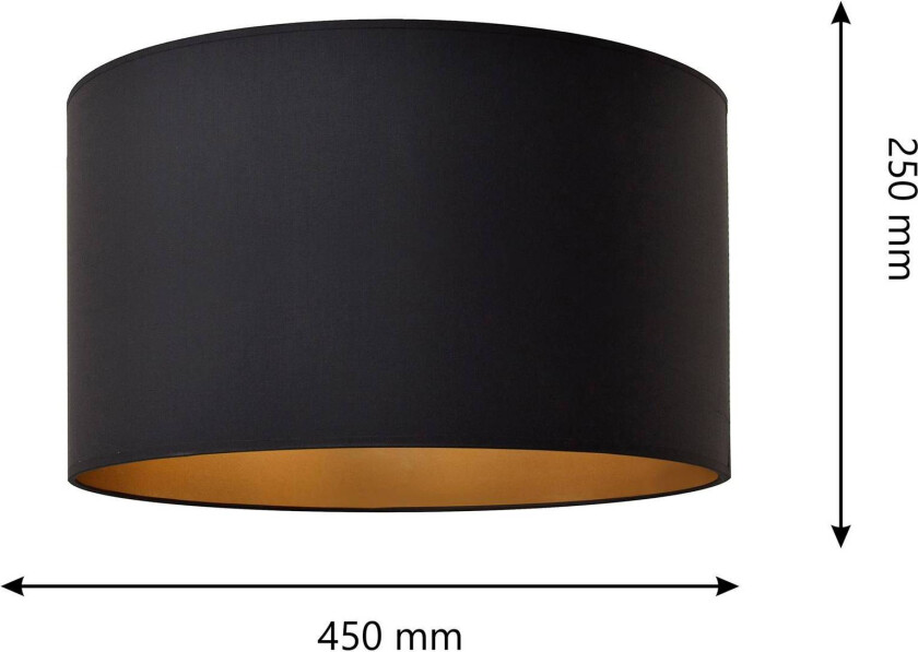 Lampeskjerm Alba, Ø 45 cm, E27, svart/gull