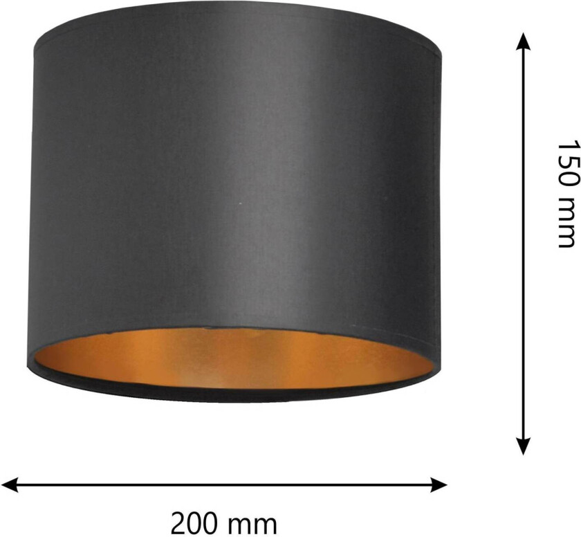 Lampeskjerm Alba, Ø 20 cm, E27, svart/gull