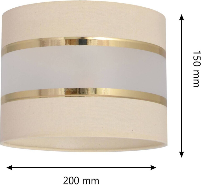 Lampeskjerm Helen E27 Ø20/høyde15cm ecru/gull