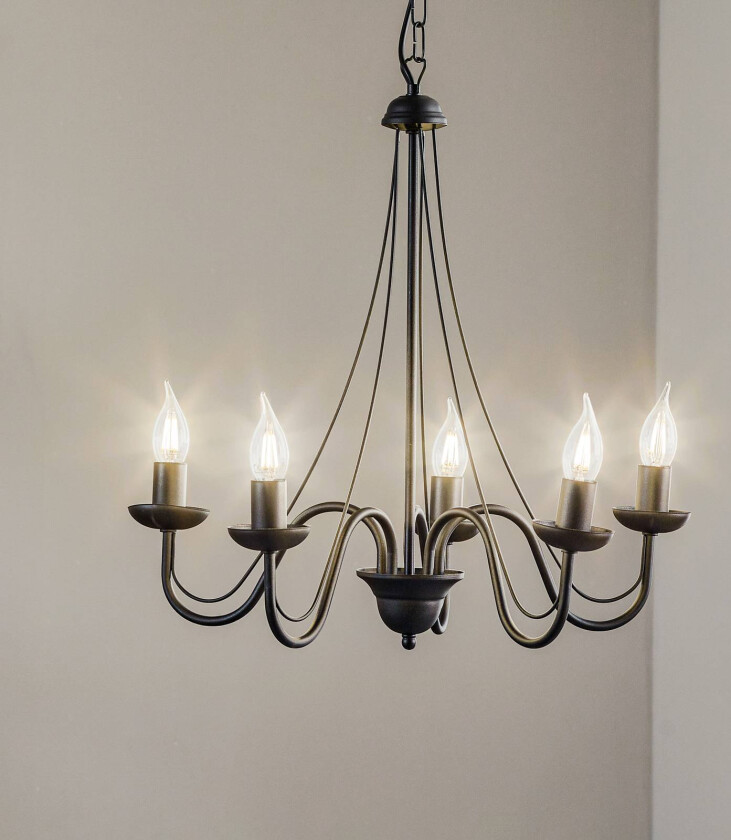 Malbo lysekrone med fem lamper i svart