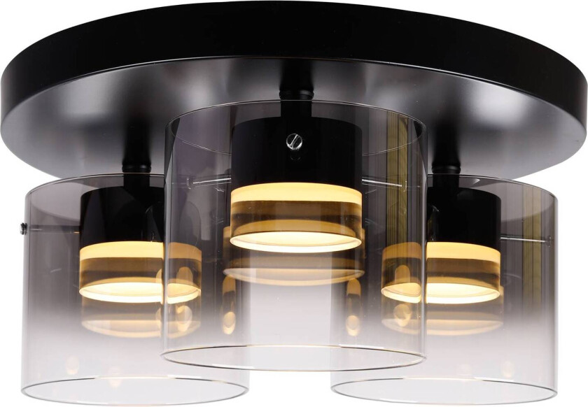 LED-taklampe Salerno, 2 700 K, 3 lyskilder, svart