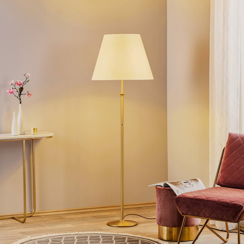 Gulvlampe Royce med takbelysning, krem