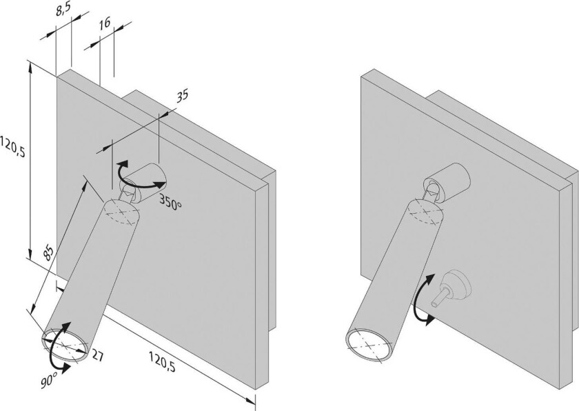 Leselampe BL1-LED, innf./utenp.lig., bryter, svart