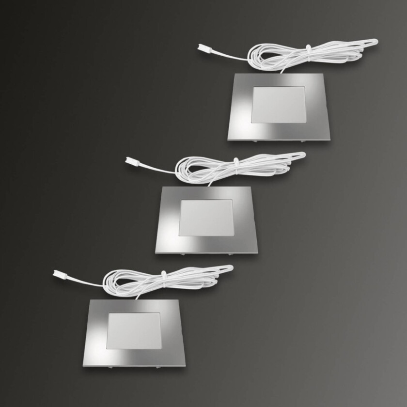 Kvadratisk innfellingslampe FQ 68 LED, 3 stykk