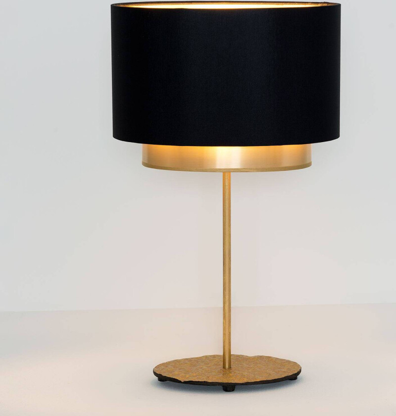 Bordlampe Mattia, oval, dobbel, svart/gull