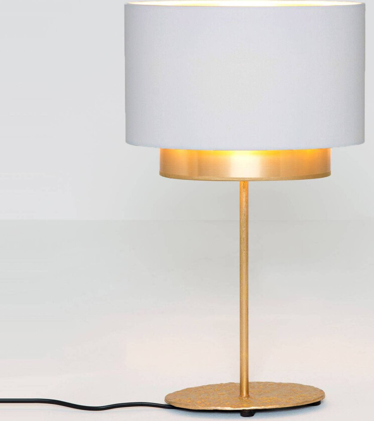 Bordlampe Mattia, oval, dobbel, hvit/gull