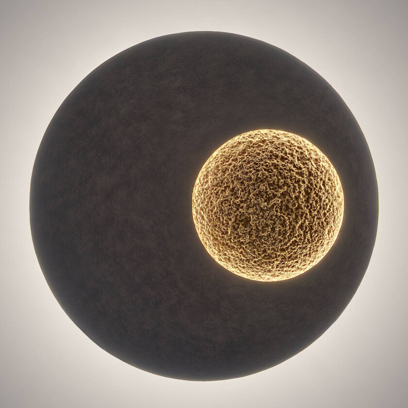 LED-vegglampe Luina, Ø 80 cm, gull innvendig