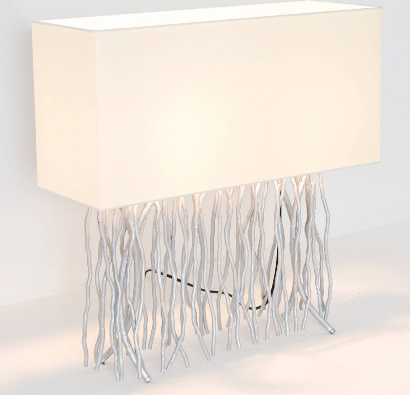 Bordlampe Capri, kantet, ecru/sølv