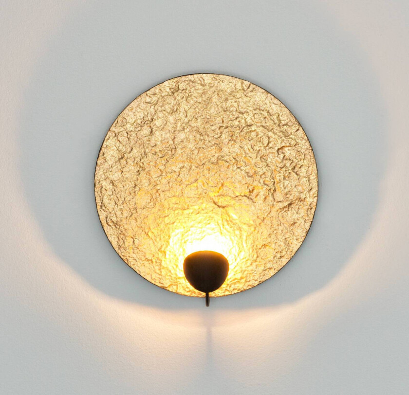 LED-vegglampe Traversa, skinnende gull, Ø 35 cm