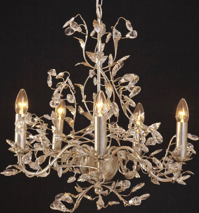 Eksklusiv Buono lysekrone i sølv og med fem lys