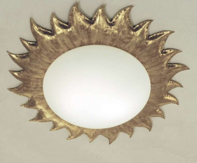 Gullfarget pendellampe SONNE m. matt opalglass