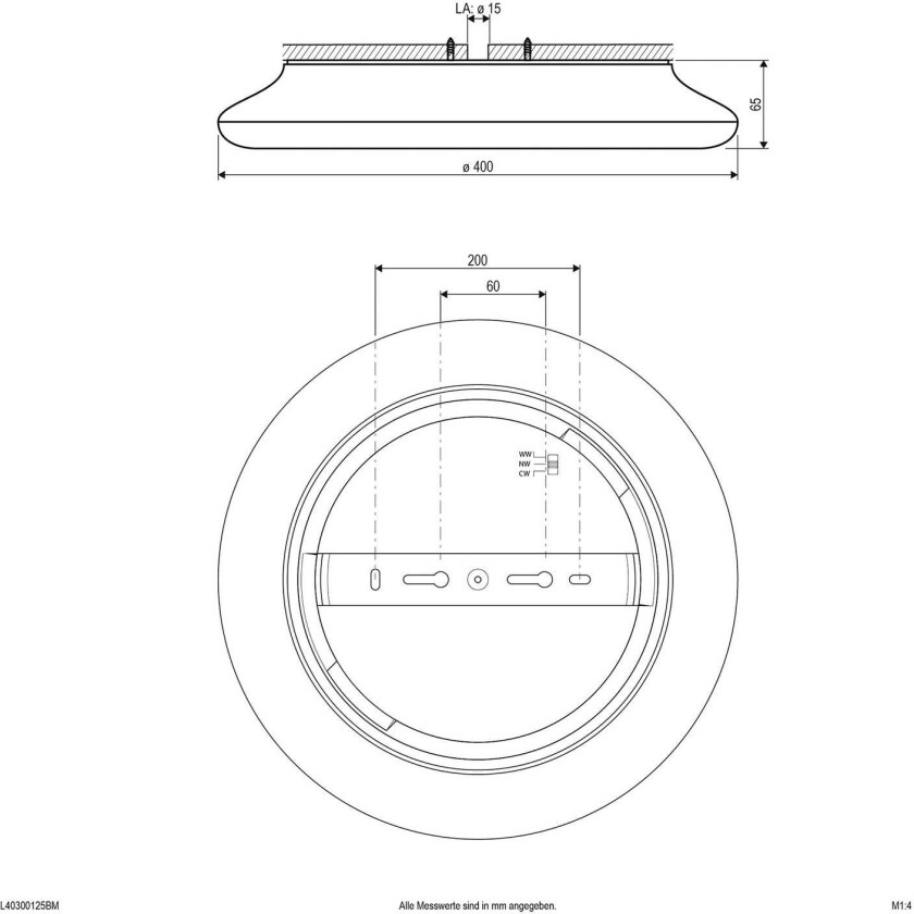 Catino LED-taklampe, sensor, 40 cm