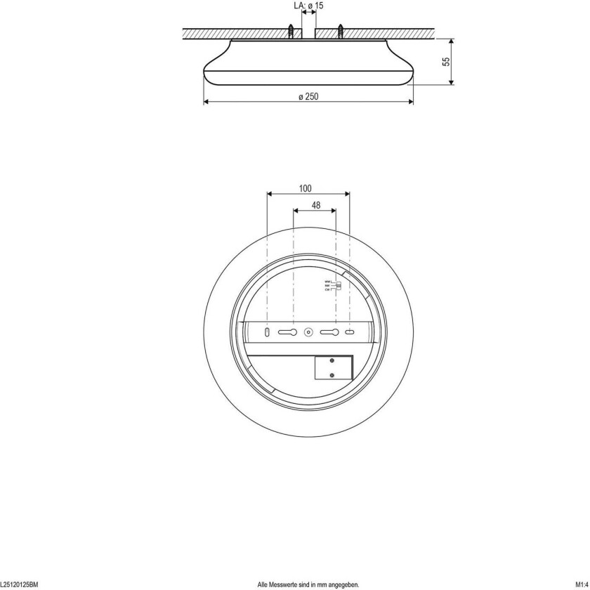 Catino LED-taklampe, sensor, 25 cm