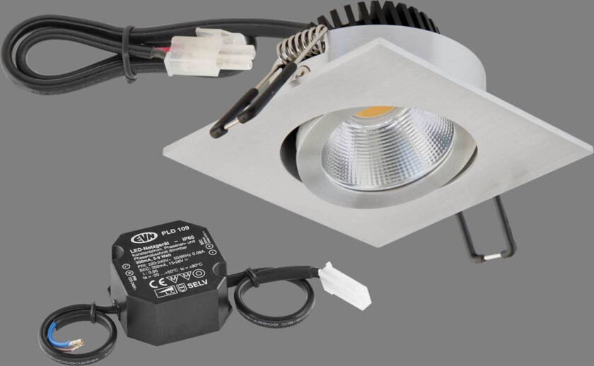 PC20 innfellingslampe kantet 3 000 K alu