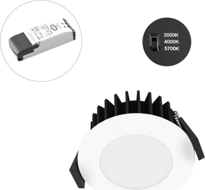 Solido68 LED-takinnfellingslampe 7 W hvit