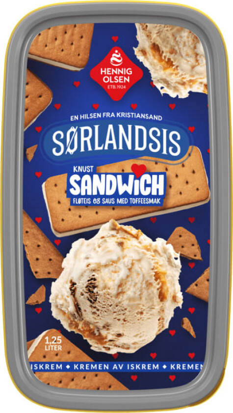 Sørlandsis Sandwich 1,25l Hennig-Olsen-Is