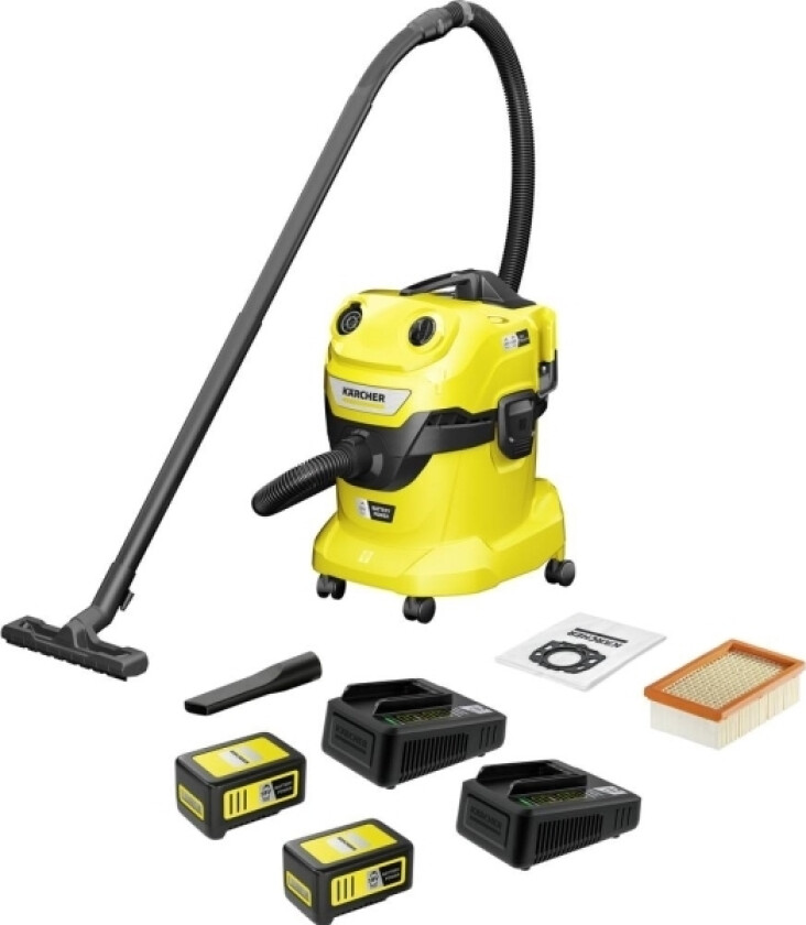 Home & Garden Wd 4-18 Dual Battery Set 1.628-601.0 Batteridrevet Våd-/Tørsuger 380 W 20 L Inkl. 2 Batterier, Inkl. Oplader, Trådløs