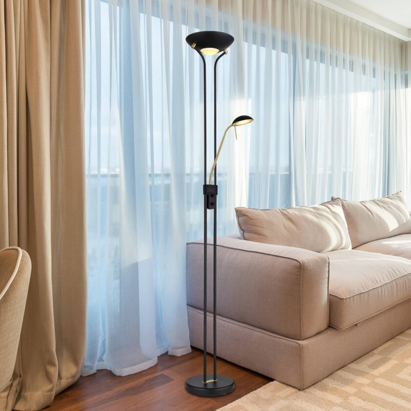 Gulvlampe Leonas messing/svart