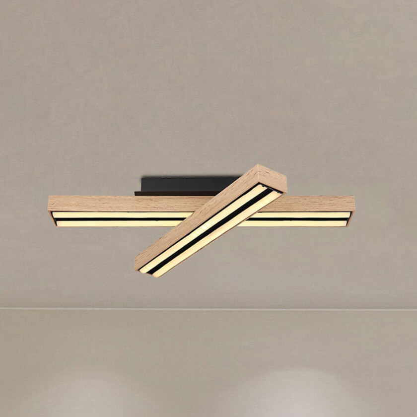 LED-taklampe Doro, lengde 51,5 cm, eik, tre