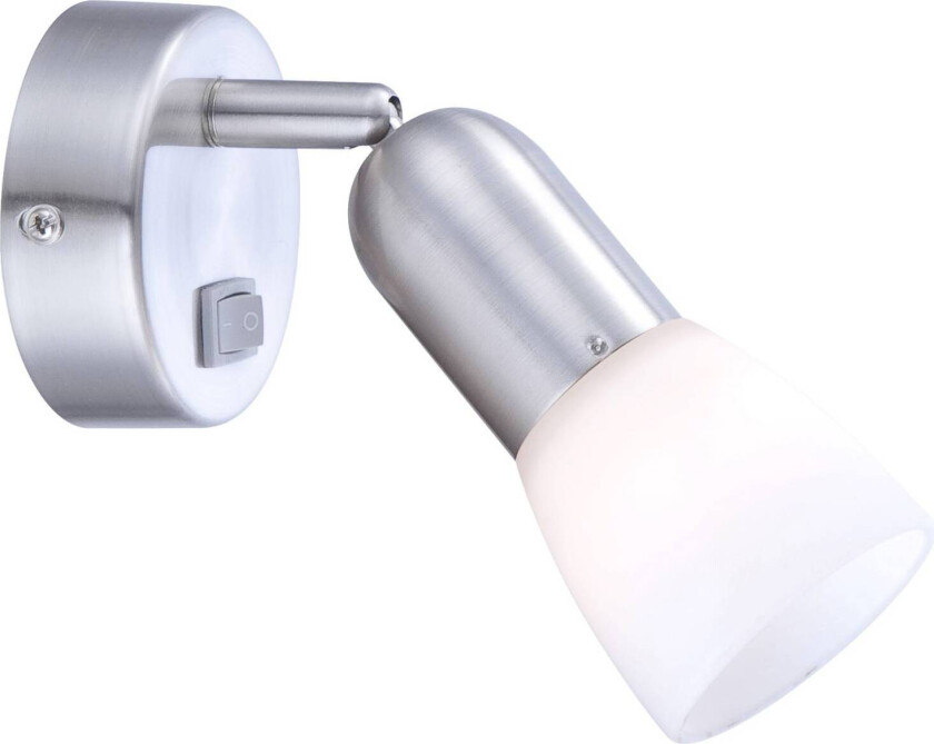 Veggspot Cathy, matt nikkel, med bryter