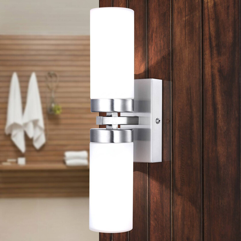 Vegglampe Space, nikkel, 2 lyskilder, IP44