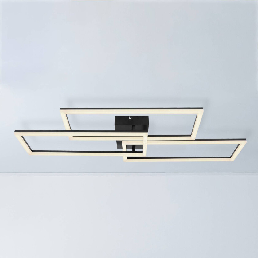 LED-taklampe Tiny 3 lysk. rektangel svart CCT