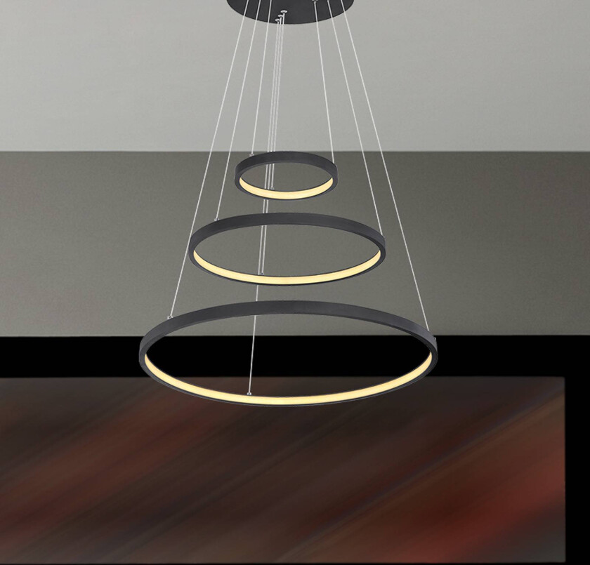 LED-hengelampe Ralph, 3 lyskilder, svart