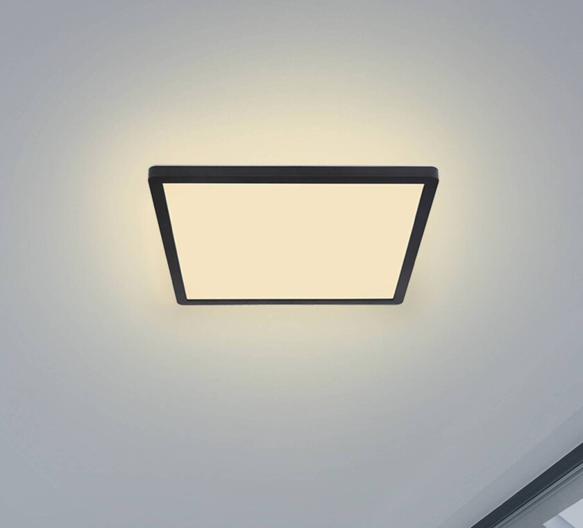 LED-taklampe Sapana, kantet, dimbar, svart