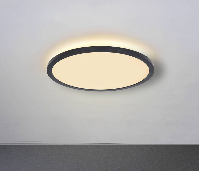 LED-taklampe Sapana, svart, rund, dimbar