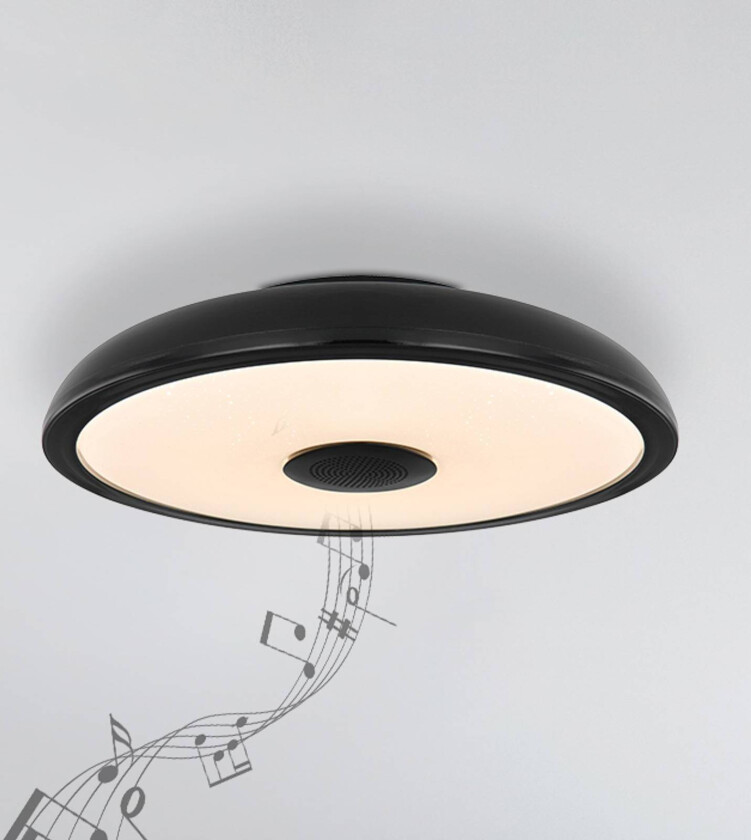 LED-taklampe Raffy høyttaler RGBW svart