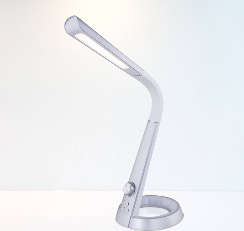 LED-bordlampe Mitti med USB-port, sølv/hvit