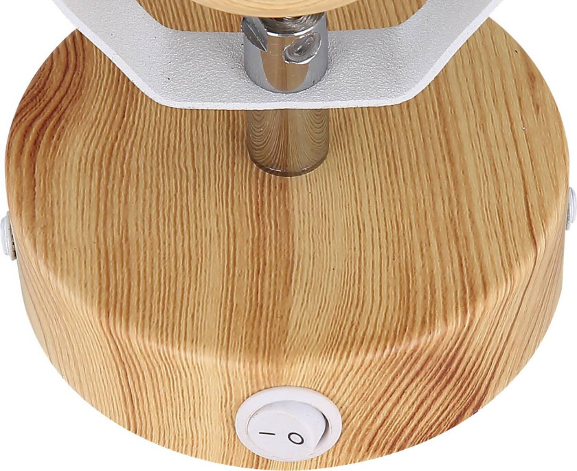 Vegglampe Wiho i metall, hvit/tre, 1 lyskilde