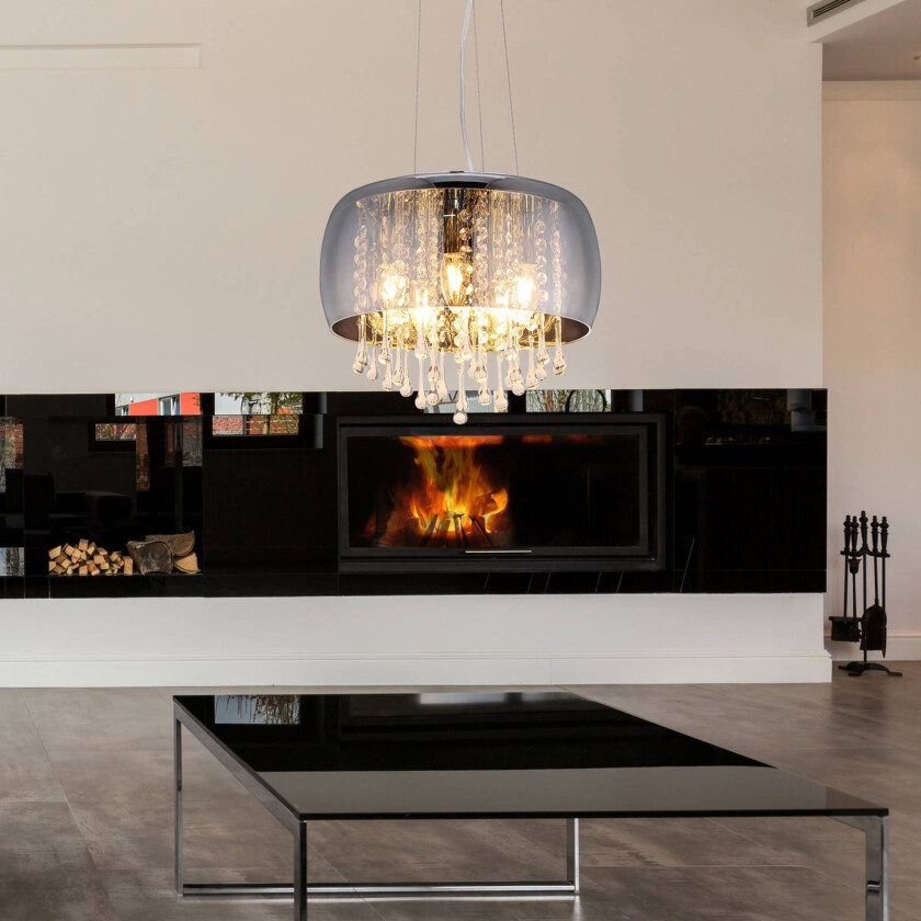 Hengelampe Kalla med dekorative glasskrystaller