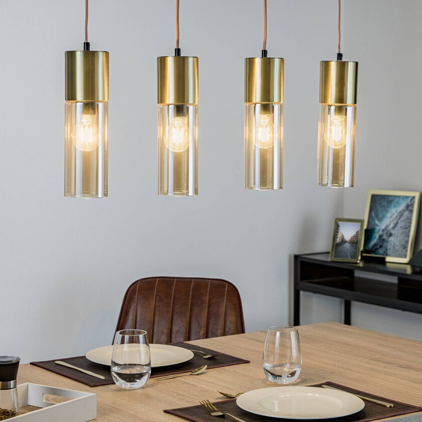 Pendellampe Annika med glasskjermer, 4 lyskilder