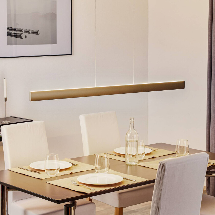 LED-hengelampe Runa, bronse, lengde 132 cm