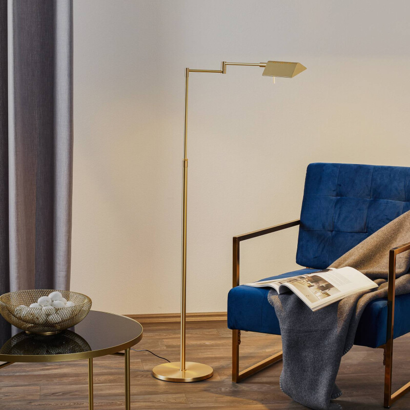 Danuta justerbar LED-gulvlampe, matt messing