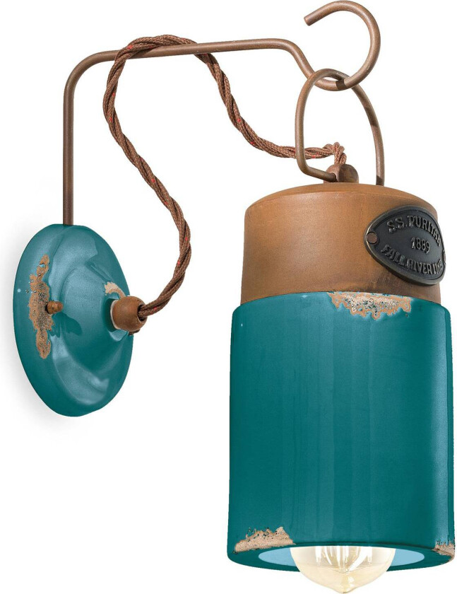 Vegglampe C1621, keramikk og metall, grønn
