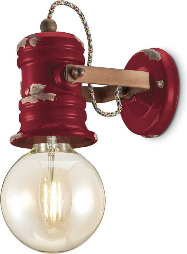 Vegglampe C1843 i vintagedesign, vinrød