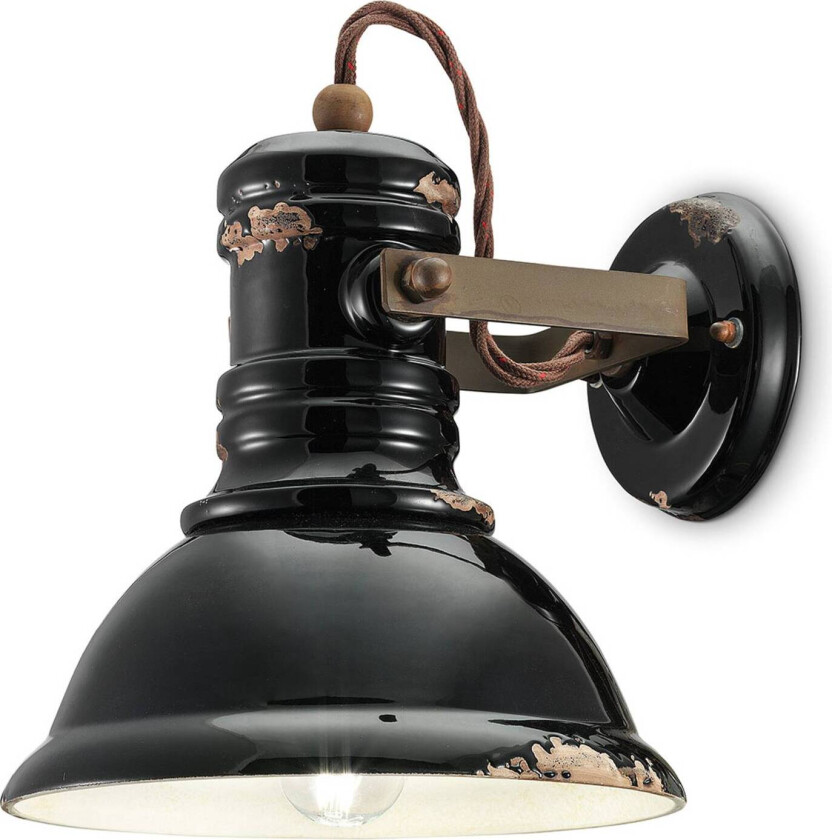 Keramisk vegglampe C1693 i svart, industriell stil